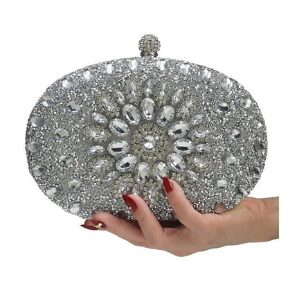 Women Dinner Bag Fashion New Sunflower Inlaid Diamond Banquet Hand Bag Dress Evening Bag