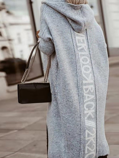 lovwvol Women Sweater Hooded Long Sleeve Letter Printing Casual Spring Autumn Pocket Loose Ladies Cardigan Streetwear Dropshipping