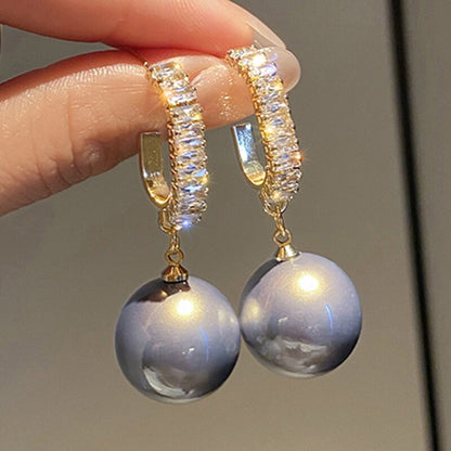 New Korean Style Contracted Heart Pearl Earrings For Women Sweet Flower Zircon Geometric Stud Earring Girl Party Jewelry