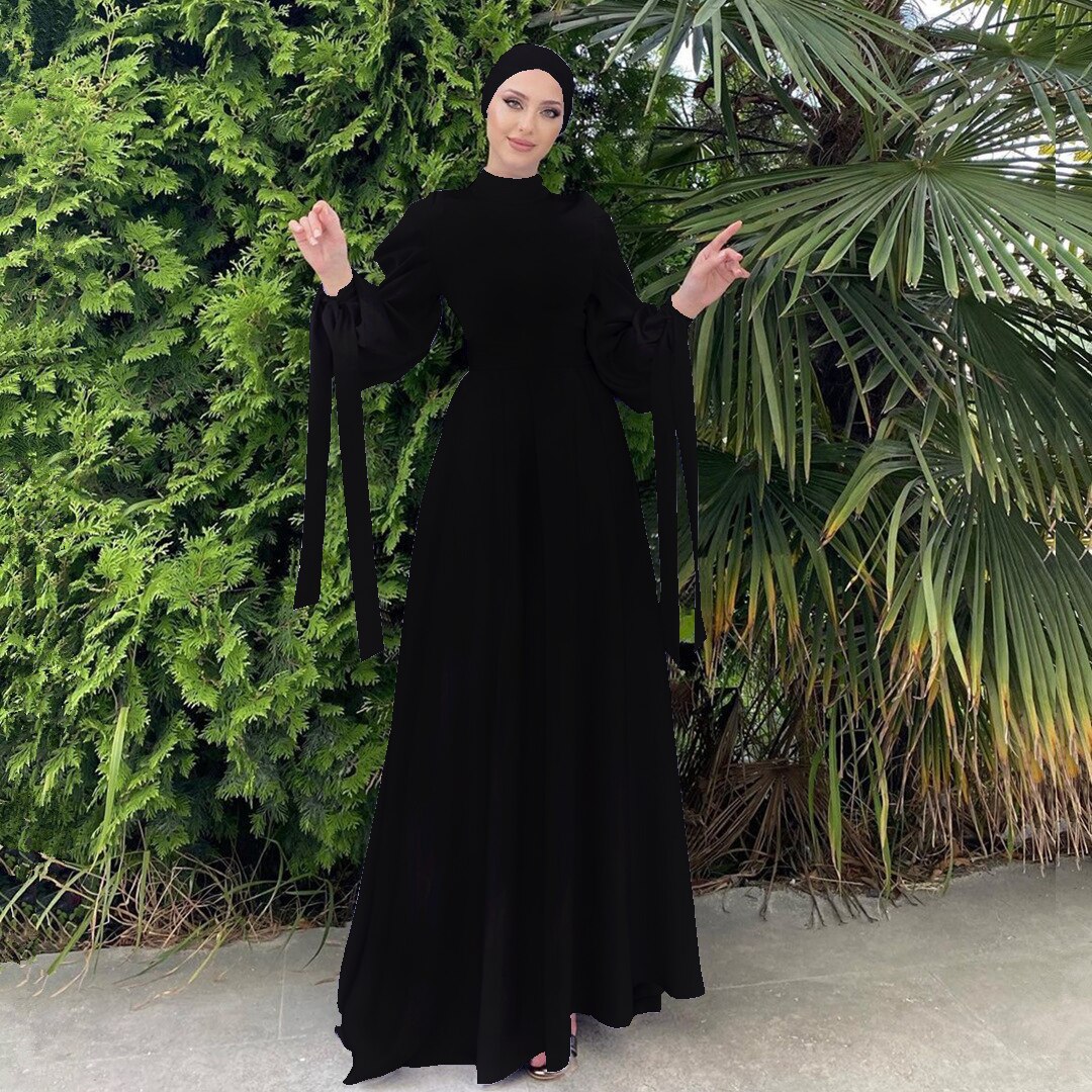 lovwvol Factory Ramadan Eid Djellaba Muslim Dress Dubai Soft Grosgrain Silky Abaya Dubai Turkey Muslim Dress Islam Robe With Belt WY715