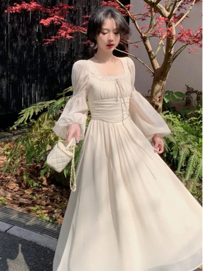 lovwvol New Spring Summer Women Elegant Casual Midi Party Dresses Vintage A-Line Solid Chic Prom Wedding Vestidos Female Clothes Robe