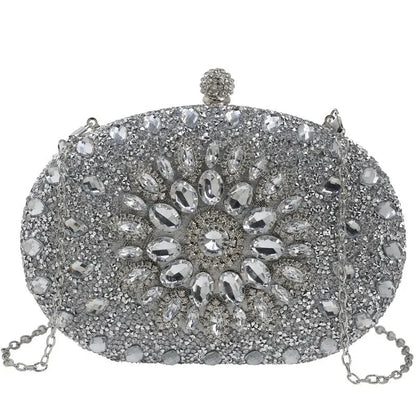 Women Dinner Bag Fashion New Sunflower Inlaid Diamond Banquet Hand Bag Dress Evening Bag