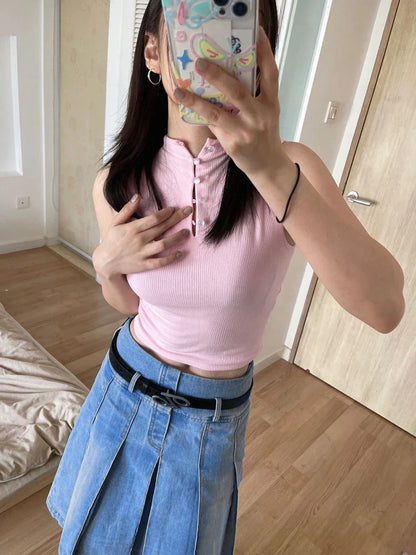 lovwvol Vintage Knee-length Midi Long Pleated Denim Skirt Women Acubi Fashion Grunge Y2k Streetwear Blue Jeans Bottoms Female