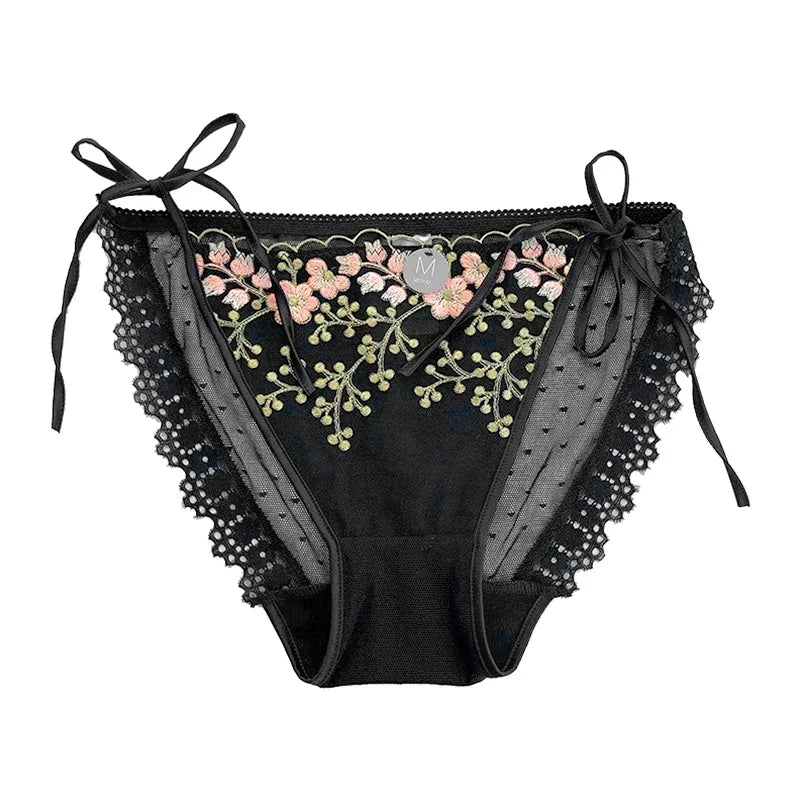 lovwvol Vintage Lace Underwear Women's Sexy Panties Flower Pattern Seamless Briefs Low Waist Underpanties Breathable Mesh Panties