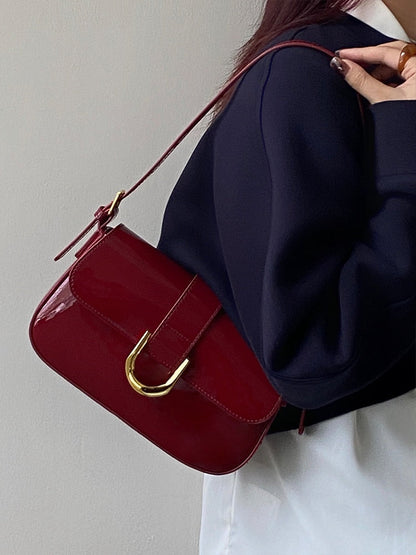 Xiuya Vintage Lacquered Leather Underarm Shoulder Bag Spring Trendyol Red Messenger Bag for Women All-match Casual Coin Purse