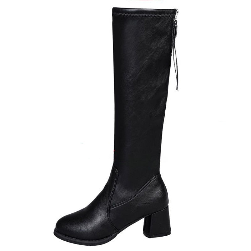 Footwear Middle Heel Black Ladies Boots Tassel Shoes for Women Hot Winter  Novelty Pu Fashion Sale Y2k Gothic New in Boot 39