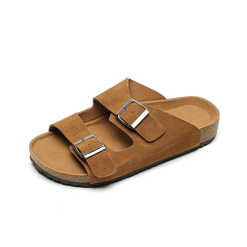 2023 summer women's outdoor sandals Ladies casual flat slippers leather shoes british style shopping and walking