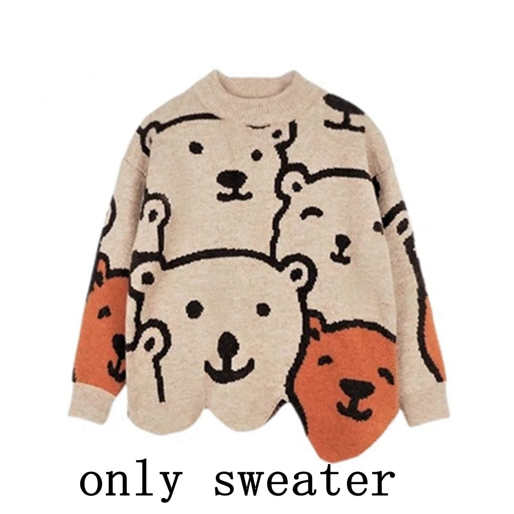 lovwvol Autumn Kids Knitted Print Panda Sweater For Girls Irregular O Neck Christmas Sweater Toddler Baby Pullover Sweaters Coat 6 8 12