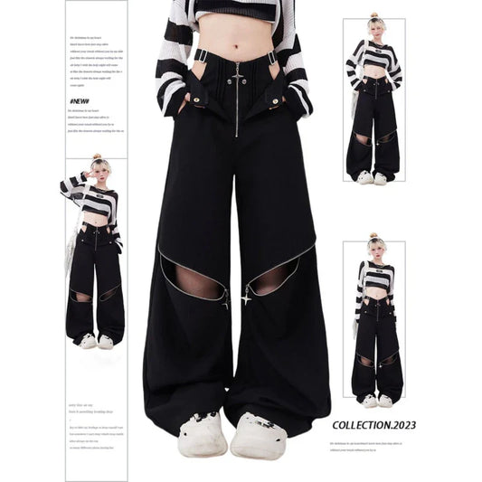 lovwvol Y2K Streetwear Cargo Pants Women Casual Loose Casual Oversize Female Wide Leg Trousers Retro Hip Hop Street Fashion Slacks