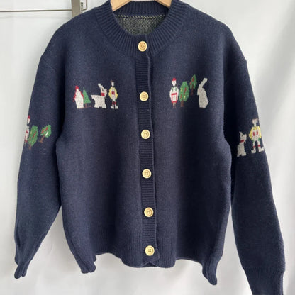 lovwvol Japanese Vintage Cardigan Cartoon Embroidery Soft Waxy Milk Sweater Y2k Womens Clothing Loose Lazy Tops Korean Fashion