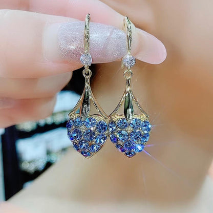 Exquisite Opal Flower Earrings For Women Rhinestone Long Tassel Zircon Earring Girls Wedding Party Temperament Jewelry New