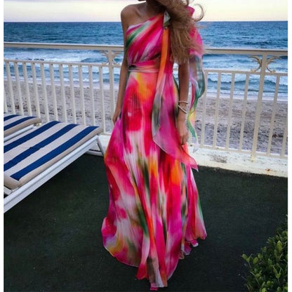 lovwvol Long Dress Women Y2k Party Dresses High Waist Tie Dye Print Elegant Prom Dress Sexy Work Maxi Beach Vacation Vestidos