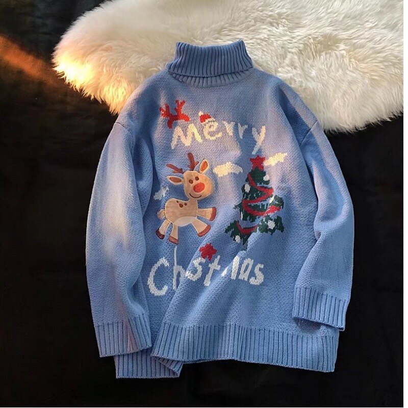 lovwvol Turtleneck Men & Women Ugly Man Christmas Sweater Christmas Jumper Couple damen pullover pull de noel homme moche