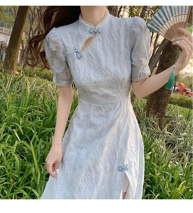 lovwvol   Autumn Vintage Split Fairy Dress Women Elegant Korean Style Formal Cheongsam Dresses Female Casual Fashion Party Dress New