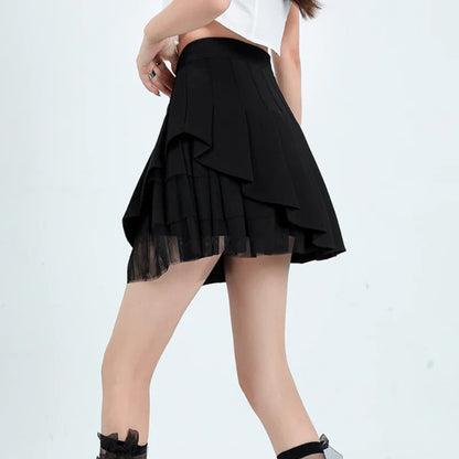 Skirt Shorts Summer Clothes For Women  Fashion Harajuku Korean Style Holiday Outfits With Mesh White Mini Pleated Skirts