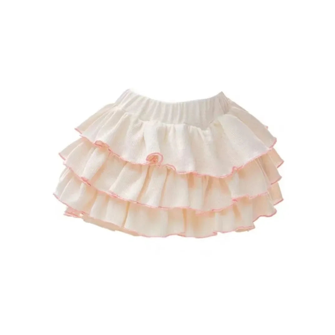 Kawaii White Ballet Mini Skirts Women Summer Elastic Waist Ruffles Lolita Skirt Japanese Casual Party A-Line High Waist Skirt