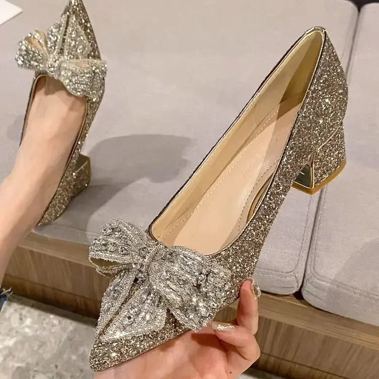 Women's Summer Footwear Stilito Rhinestone Shoes for Woman  with Wedding Bride Genuine Mark Chic and Elegant A Comfortable E