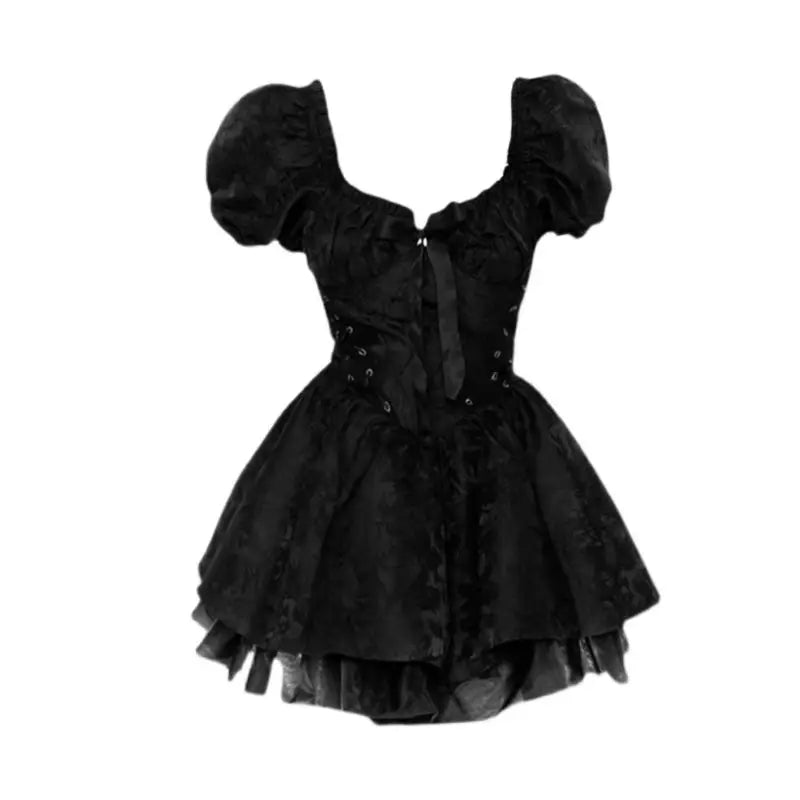 lovwvol Summer Black Gothic Mini Dress Women Short Sleeve Even Party Dress Female Casual Bodycon Lace Beach Sundress Female Chic