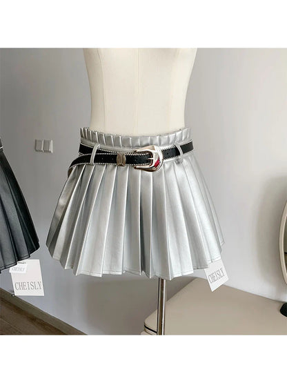 lovwvol Japanese Preppy Style Pleated Skirt Women Wrap Hip High Waist A-Line Skirt Kawaii Girls JK Uniform With Belt Harajuku Street wear