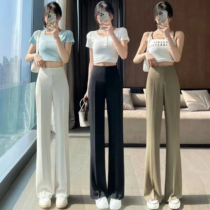 Clothing Solid Womens Tailoring Pants Work Trousers for Women Sexy Skinny Slim Office Wide Leg Leggings Elastic Waist Long G 90s