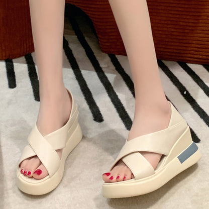 Summer Wedges Platform Sandals Women Fashion Hollow Out Thick Bottom Beach Shoes Woman New Non-slip Slip on Sandalias