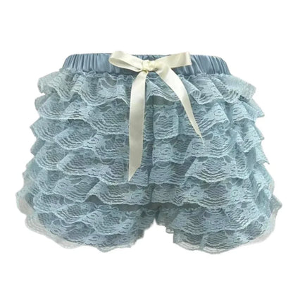 lovwvol Women Girls Bowknot Frilly Lace Ruffle Pumpkin Bloomers Victorian Bloomer Shorts Lolita Vintage Gothic Pantaloons Costume