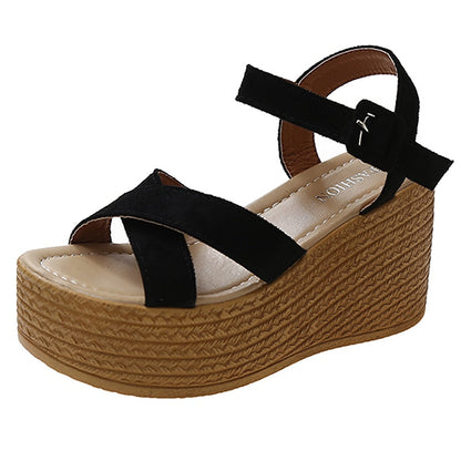 Ankle Straps Wedges Sandals Women Summer 2023 Chunky Platform Sandals Woman Plus Size 42 Light Anti-Slip Beach Sandalias