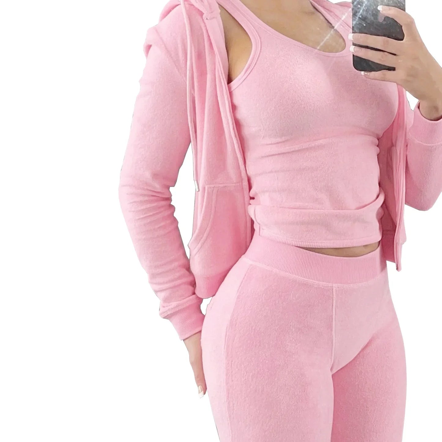 Women Thick Fleece 3 Piece Set Sweatpants & Vest & Hoodies Jackets Set Fall Winter Jogger Luxury Outfit Sweatsuit Tracksuits