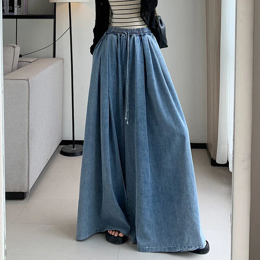 lovwvol  -  Blue Jeans Women Y2K Hip Hop Vintage High Waisted American Style Jeans Streetwear Casual Loose Large Size Wide Leg Denim Pants