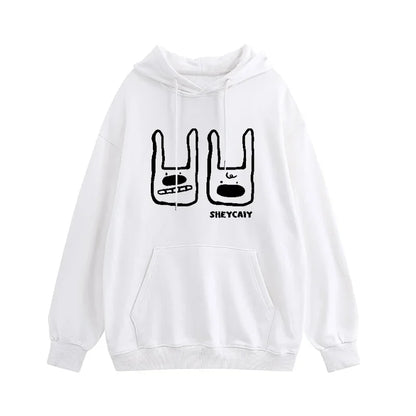 lovwvol  -  Cartoon Print Hooded Sweatshirt Woman Fall And Winter Couple Hoodies Versatile Jacket Trendy Casual Top K pop Clothes