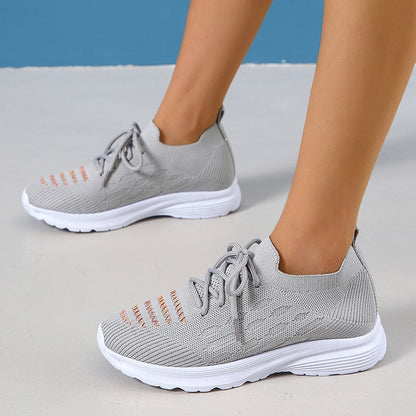 Plus Size 43 Soft Sole Casual Shoes Women 2023 Autumn Breathable Mesh Knitted Sneakers Woman Flat Heels Anti Slip Walking Shoes