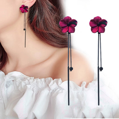 New Flower Bohemia Hanging Earrings Women Fashion Long Tassel Rhinestone Flowers Earring Female Wedding Party Jewelry Gift