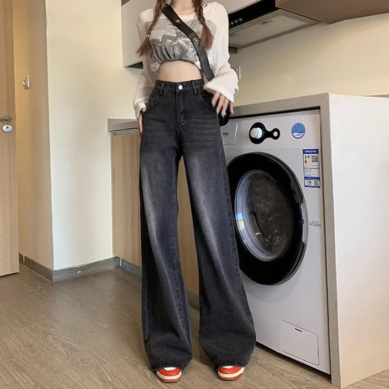 lovwvol Y2k Vintage Jeans Women High Waist Baggy Straight Casual Wide Leg Pants Streetwear Fashion Distressed Loose Denim Trousers