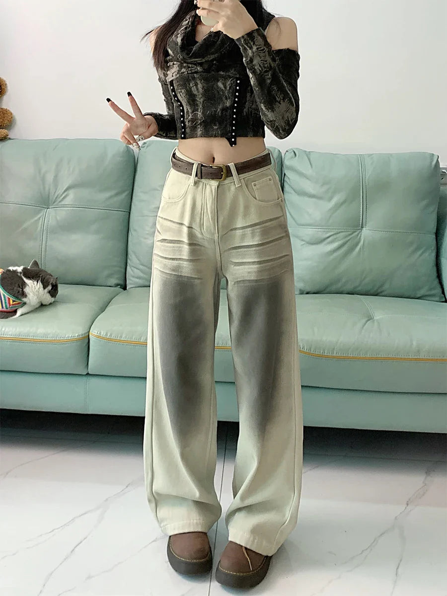 lovwvol  -  Women's Cargo Jeans Vintage Y2k 90s Aesthetic Baggy Denim Trousers Harajuku Oversize Cowboy Pants Emo 2000s Trashy Clothes