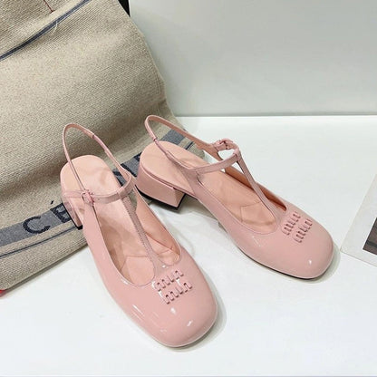 Sandals Female  Summer New Fashion Temperament Patent Leather Mary Jane Women's Shoes Shallow Mouth High-heeled Single Shoes