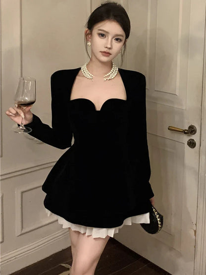 Spring Summer Women Sexy Elegant Mini Black Dresses Evening  Prom Party One Piece Clothes New