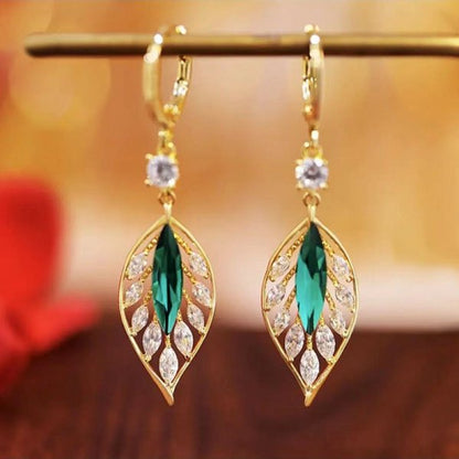 Exquisite Opal Flower Earrings For Women Rhinestone Long Tassel Zircon Earring Girls Wedding Party Temperament Jewelry New