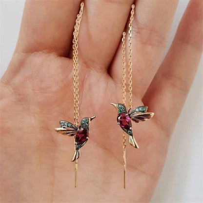 Trendy Little Bird Drop Long Hanging Earrings for Women Classic Gold Color Metal Long Tassel Earrings Stylish Jewelry