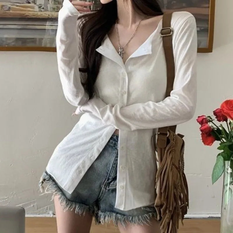 lovwvol   Vintage Women's Blouses Korean Style Long Sleeve Sexy Top Harajuku Fashion Elegant Female Shirts Office Lady Aesthetic