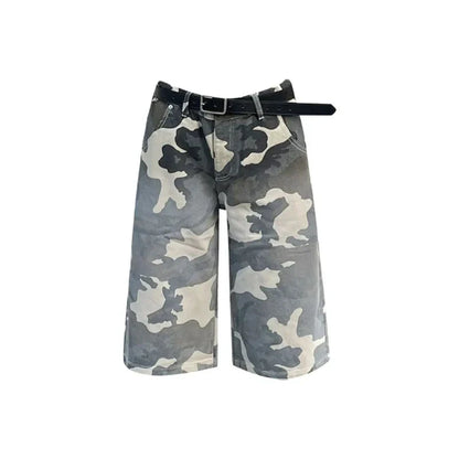 lovwvol Women's Gradient Camouflage Unisex Loose Capris Summer Street Style Shorts Young Girl Casual Bottom Female Calf-length Pants