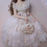 lovwvol Victorian Retro Lolita Jsk Dress Japanese Women Sweet Lace Floral Embroidery Princess Wedding Dresses Girls Cute Party Vestidos