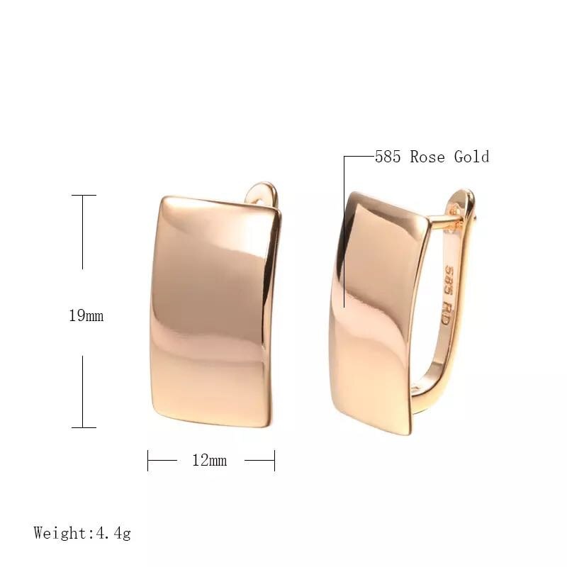 Elegant Gold Colors Geometric Rectangular Glossy Earrings Exquisite Fashion Party Wedding Dangle Earrings for Women