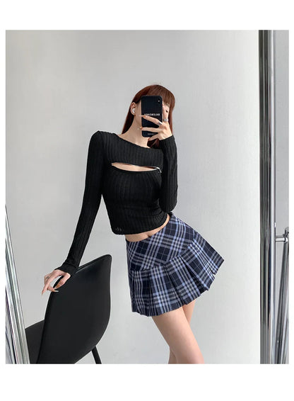 lovwvol Summer Woman Preppy Mini Skirt Pleated Low Waist A-line JK Plaid Kawaii Gyaru Harajuku Fashion 2000s Coquette Japanese Y2k Cute