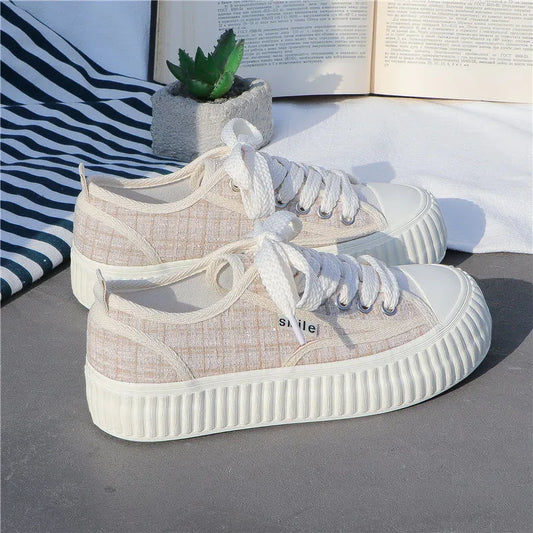 Shoes for Women Canvas Low Woman Footwear White Round Toe 39 Trends  Vulcanized Offers Free Shipping Cheap New Arrival Offer