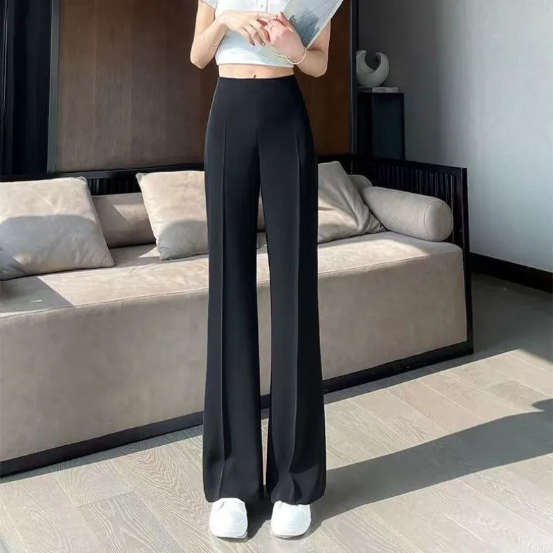 Clothing Solid Womens Tailoring Pants Work Trousers for Women Sexy Skinny Slim Office Wide Leg Leggings Elastic Waist Long G 90s