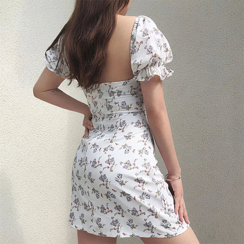 lovwvol White Casual Floral Summer Bandage Dress