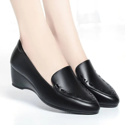 Zapatos Zama Women Cute Black Pu Leather High Quality Square Heel Shoes Lady Beige Office Spring & Autumn Cute Shoes