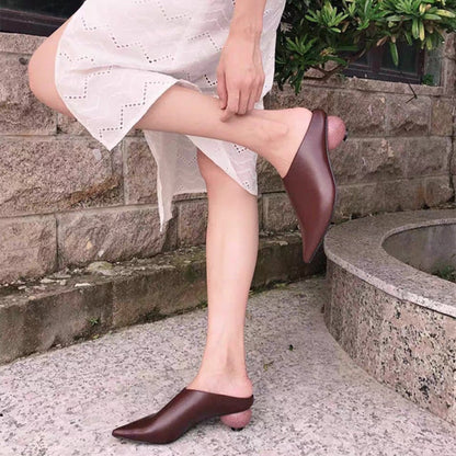 2023 Spring Summer Pebble Heel Ball Heel Women Fashion Sandals Elegant Genuine Leather Elegant Comfy Ladies Shoe Female Egg Heel