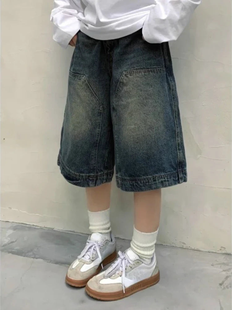 lovwvol Summer Vintage Jeans Shorts Women New Bottoms Streetwear Fashion Casual Y2k Retro Wide Leg Denim Pants Pantalones Female