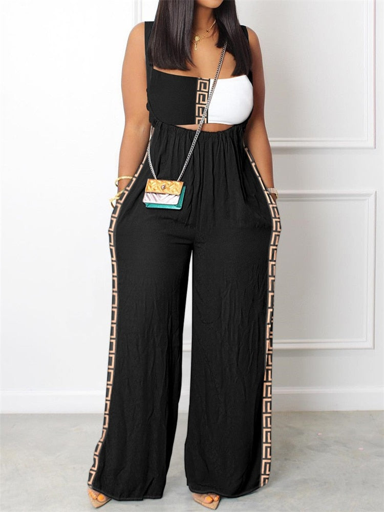 Pocket Wide Leg Strappy Jumpsuit